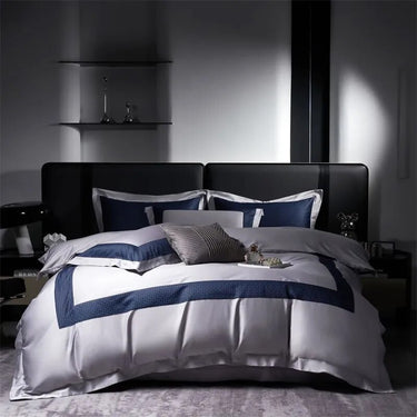 Luxury Grey Blue Europe Modern Patchwork Duvet Cover set, 1000TC Cotton Bedding Set